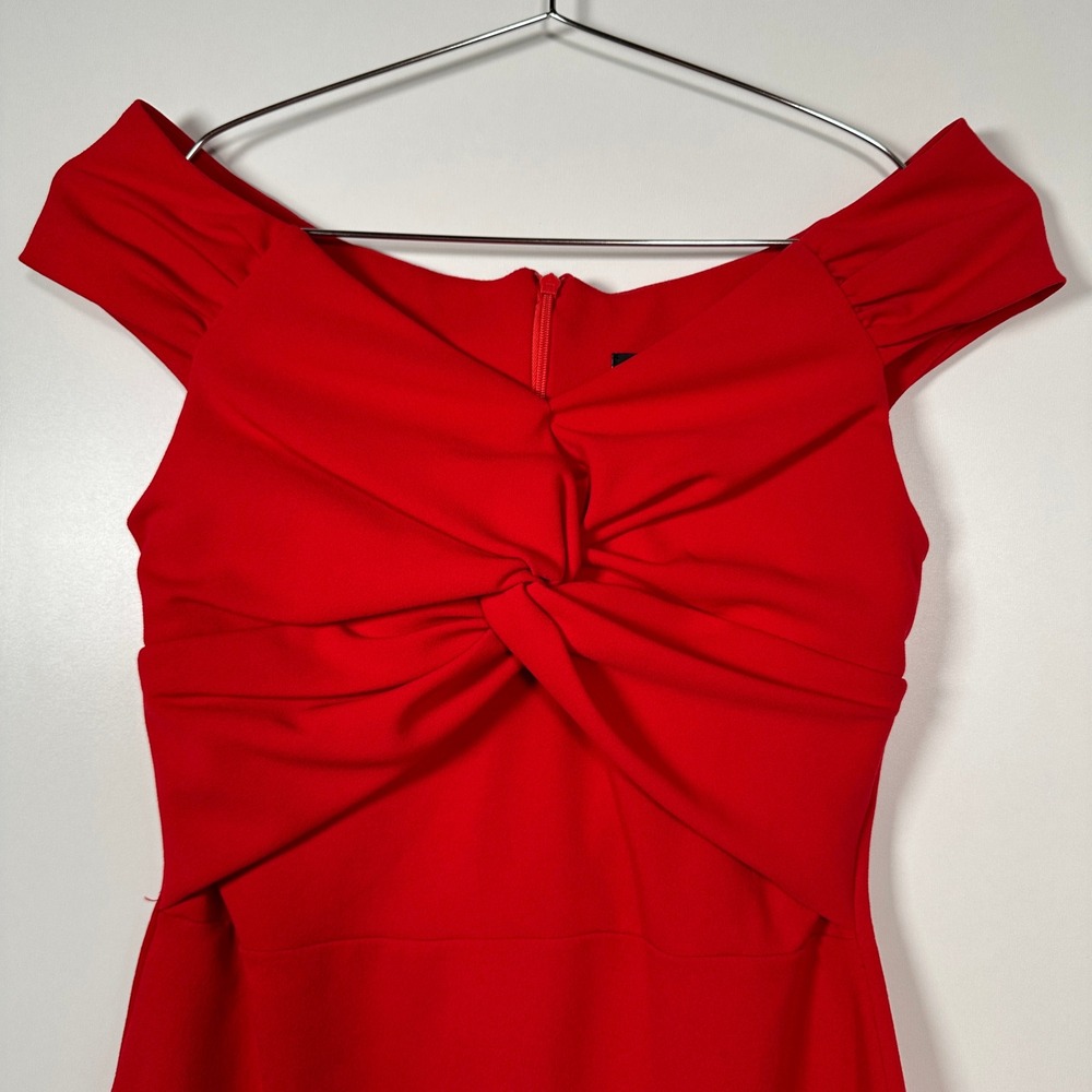 Red Off the Shoulder Twist Front Dress Wedding Guest Cocktail Party Size 6 - Picture 2 of 9